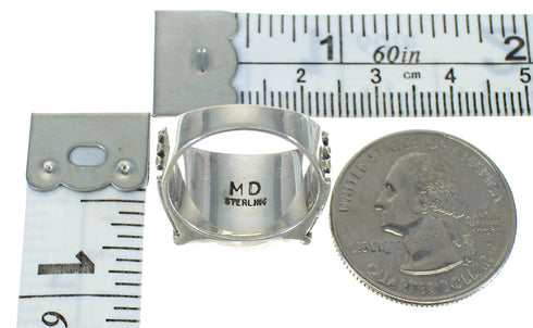 Genuine Sterling Silver Turquoise Needlepoint Water Wave Ring Size 5-3/4 FX90516